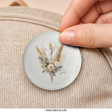 Boho Floral Pinback Button, Wheat and Rose Bouquet Button, Neutral Tone Button, Decorative Pin Button, Flower Arrangement Button - Tawshia
