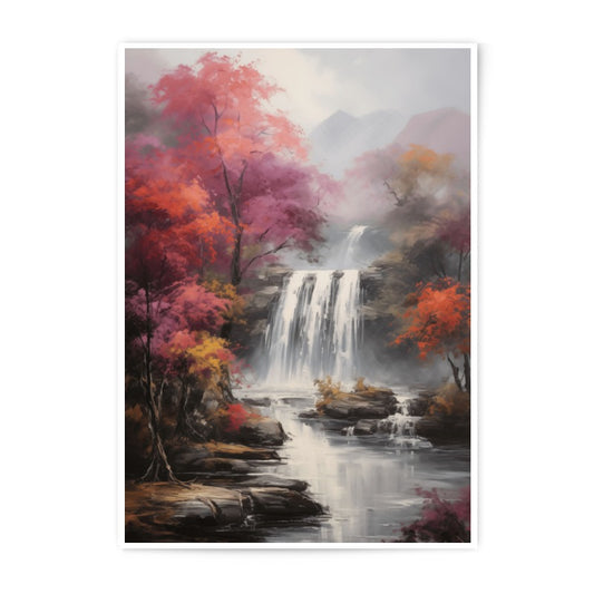 Waterfall Photographic Print, Autumn Scenery, Nature Wall Decor, Calming Landscape, Home Art Print, Gift Idea, Peaceful Art, Colorful Scene - Tawshia