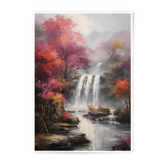 Waterfall Photographic Print, Autumn Scenery, Nature Wall Decor, Calming Landscape, Home Art Print, Gift Idea, Peaceful Art, Colorful Scene - Tawshia