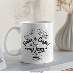 Books and Coffee Mug, Reader Gift, Book Lover Mug, Coffee Mug, Bookish Gift, Bookworm Mug, Novelty Mug, Gift for Teacher - Tawshia