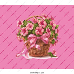 Flower Basket Backpack, Pink Petunias, Floral Backpack, Gift for Her, Cute Backpack, Everyday Backpack, Stylish Backpack, Trendy Backpack - Tawshia