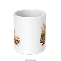 Floral Truck Mug, Sunflower Mug, Vintage Truck Mug, Fall Mug, Autumn Mug, Farmhouse Mug, Flower Mug, Gift for Her, Coffee Mug (138) - Tawshia
