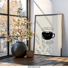 Espresso Yourself Wall Art, Coffee Lover Decor, Cute Coffee Print, Funny Coffee Quote, Kitchen Wall Art, Coffee Art Print, Home Decor - Tawshia