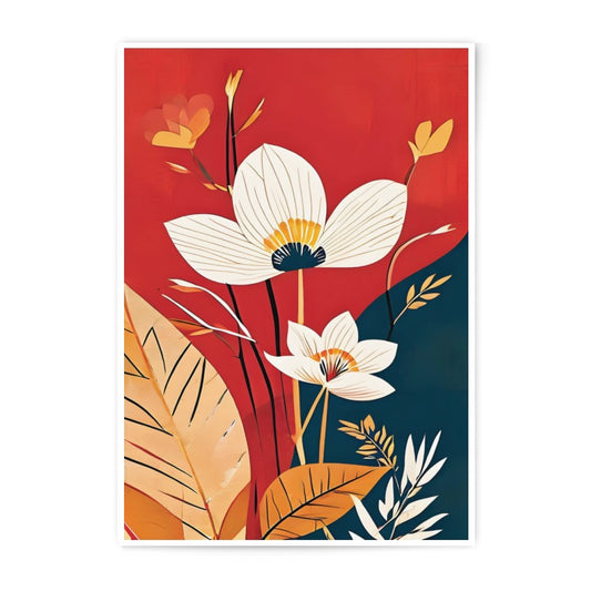 Floral Photographic Print, Botanical Art, Red and Blue Decor, Modern Wall Art, Flower Photography, Trendy Home Decor, Floral Art Print - Tawshia