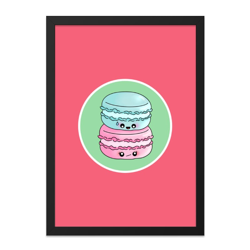 Cute Macaron Stack Wall Art, Kawaii Food Print, Sweet Treat Home Decor, Colorful Kitchen Art, Pastel Dessert Illustration - Tawshia