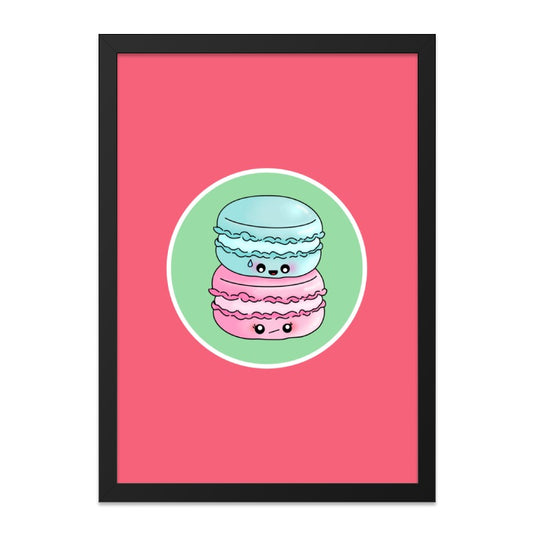 Cute Macaron Stack Wall Art, Kawaii Food Print, Sweet Treat Home Decor, Colorful Kitchen Art, Pastel Dessert Illustration - Tawshia