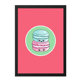 Cute Macaron Stack Wall Art, Kawaii Food Print, Sweet Treat Home Decor, Colorful Kitchen Art, Pastel Dessert Illustration - Tawshia