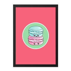 Cute Macaron Stack Wall Art, Kawaii Food Print, Sweet Treat Home Decor, Colorful Kitchen Art, Pastel Dessert Illustration - Tawshia