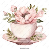 Floral Tea Cup Mug, Watercolor Flower Mug, Pink Floral Coffee Mug, Elegant Tea Lover Gift, Unique Mug Design, Cute Mug, Drinkware - Tawshia