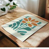 Abstract Floral Photographic Print, Modern Flower Art, Orange and Teal Print, Minimalist Wall Decor, Botanical Print, Home Decor - Tawshia