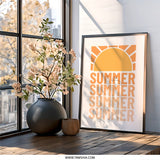 Summer Vibes Wall Art, Retro Summer Print, Sunshine Poster, Summer Typography Decor, Summer Aesthetic, Trendy Wall Decor, Seasonal Art - Tawshia
