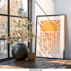 Summer Vibes Wall Art, Retro Summer Print, Sunshine Poster, Summer Typography Decor, Summer Aesthetic, Trendy Wall Decor, Seasonal Art - Tawshia