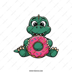 Cute Dinosaur Donut Pillow, Cartoon Animal Cushion, Kids Room Decor Pillow, Green Dino Treat Accent Pillow, Unique Gift Idea - Tawshia