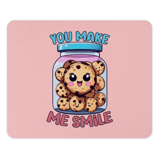 You Make Me Smile Mouse Pad, Cute Cookie Jar, Kawaii Desk Decor, Positive Vibes, Unique Office Gift, Smiling Cookies - Tawshia
