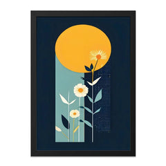 Floral Wall Art, Modern Flower Print, Botanical Home Decor, Abstract Sunflower Illustration, Minimalist Art Print, Circle and Floral Wall - Tawshia