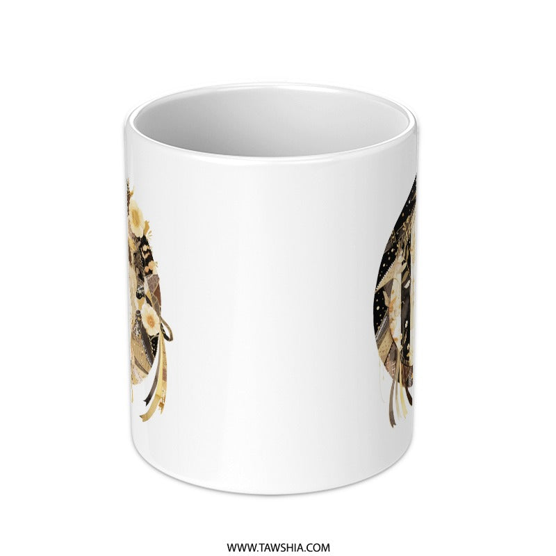 Floral Letter I Mug, Initial I Coffee Mug, Decorative Letter Mug, Elegant Floral Mug, Personalized Letter Mug, Unique Initial Mug SKU: MG10004215 - Tawshia