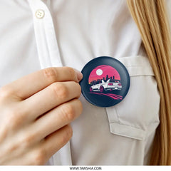 Skyline R32 Pinback Button, JDM Car Button, Japanese Car, Automotive Gift, Car Enthusiast Badge, Vaporwave Aesthetic, Cityscape - Tawshia