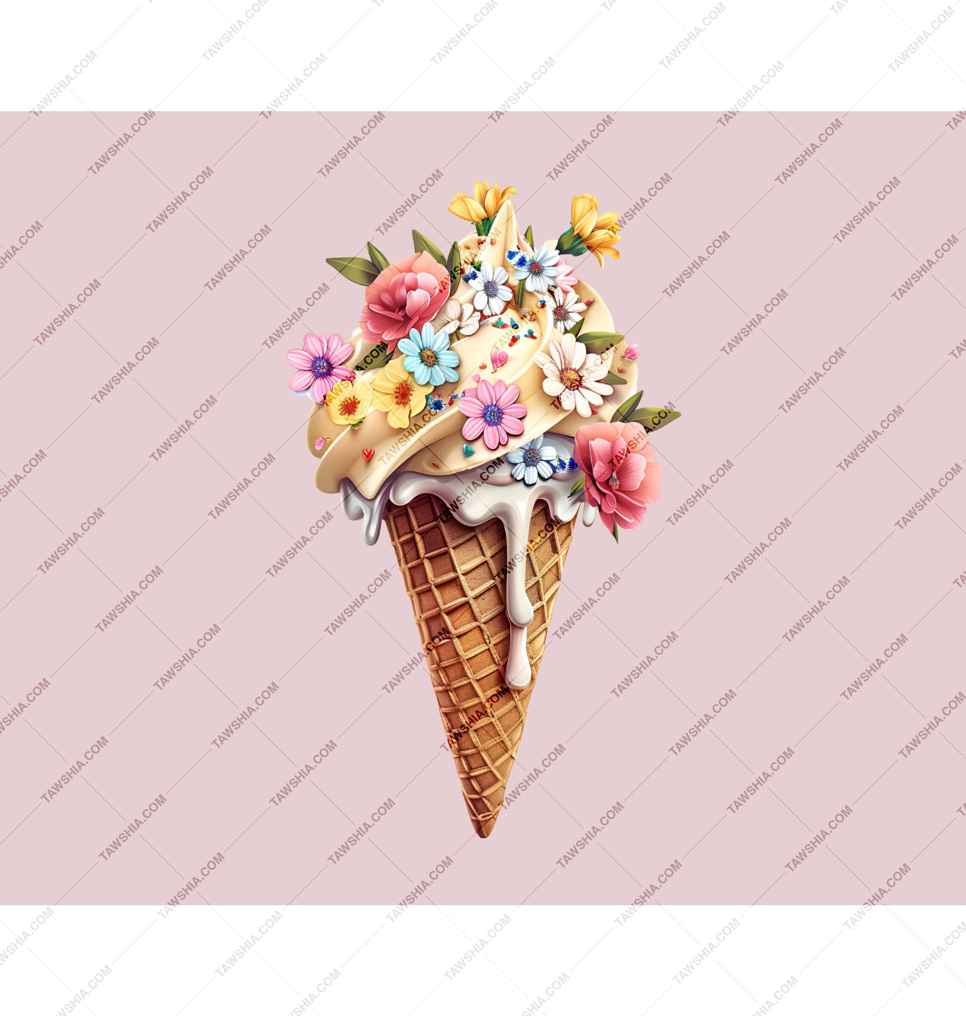 Floral Ice Cream Cone Artwork Colorful product
