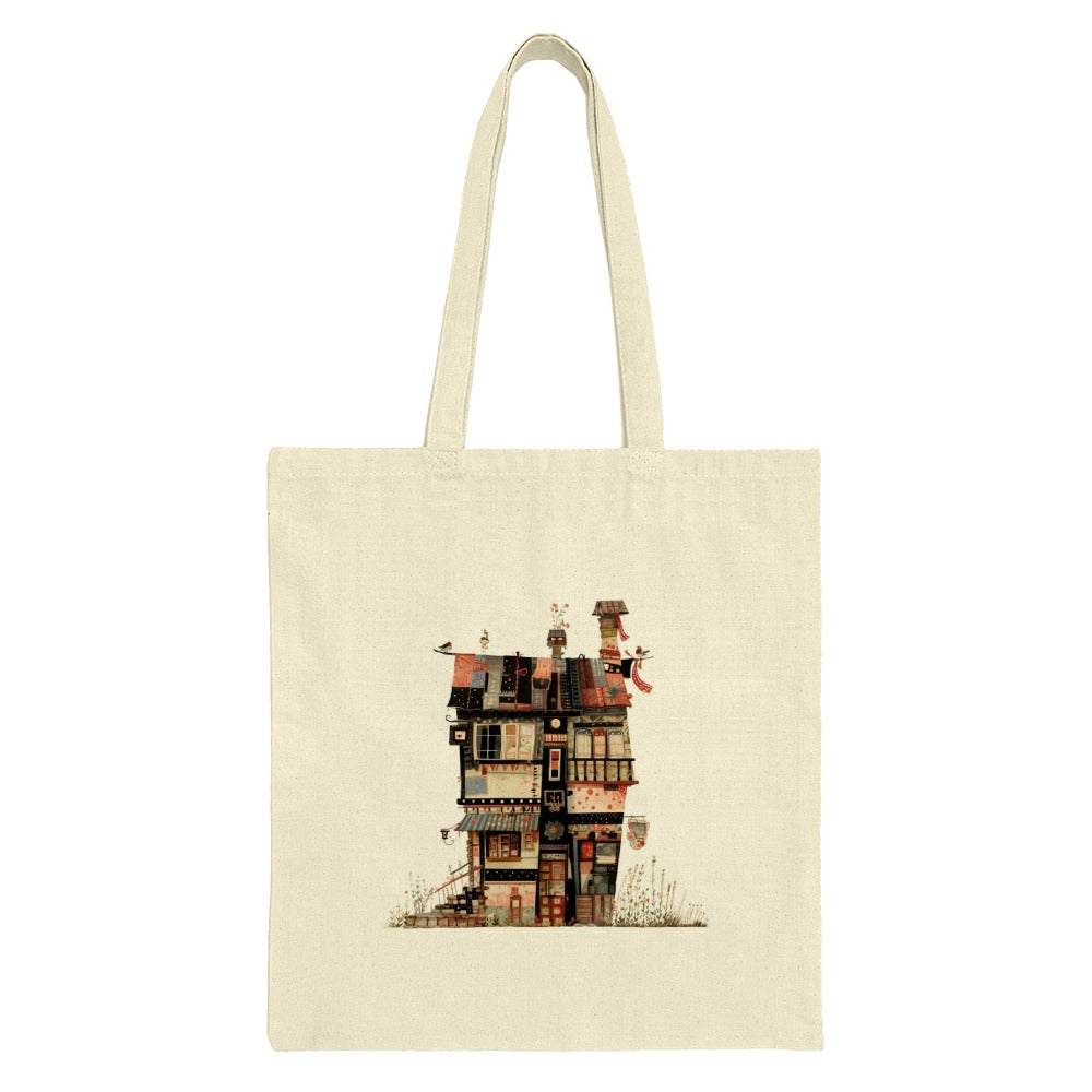 Quirky House Tote Bag, Unique Home Design, Cute Building Art, Everyday Tote, Shopper Bag, Gift Idea - Tawshia