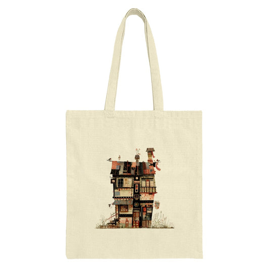 Quirky House Tote Bag, Unique Home Design, Cute Building Art, Everyday Tote, Shopper Bag, Gift Idea - Tawshia