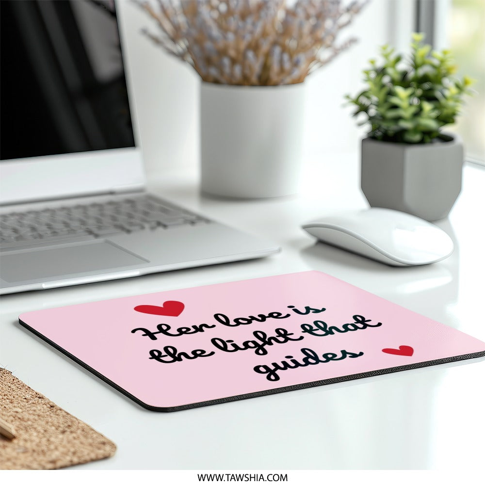 Her Love Mouse Pad, Valentines Day Gift, Romantic Gift, Pink Mouse Pad, Girlfriend Gift, Wife Gift, Love Quote Mouse Pad - Tawshia