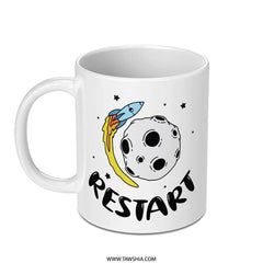 Restart Mug, Rocket Mug, Space Mug, Planet Mug, Motivation Mug, Coffee Mug, Gift Mug, Office Mug - Tawshia