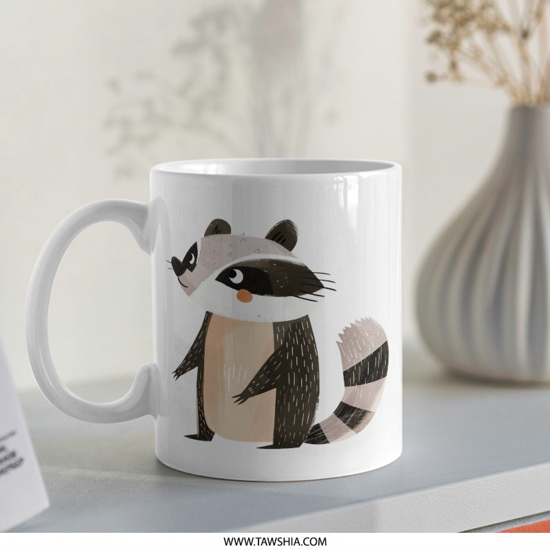 Cute Raccoon Mug, Animal Lover Gift, Cartoon Raccoon Coffee Mug, Unique Coffee Mugs, Coffee Mug Gifts, Tea Cup, Funny Mug, Gift Idea - Tawshia