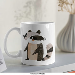 Cute Raccoon Mug, Animal Lover Gift, Cartoon Raccoon Coffee Mug, Unique Coffee Mugs, Coffee Mug Gifts, Tea Cup, Funny Mug, Gift Idea - Tawshia