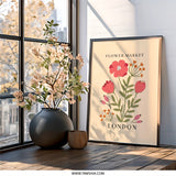 Flower Market London Wall Art, Botanical Print, Floral Wall Decor, Trendy Wall Art, Home Decor, Living Room Art, Gift Idea - Tawshia