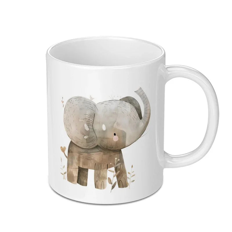 Cute Elephant Mug, Watercolor Mug, Animal Lover Gift, Coffee Cup, Tea Mug, Unique Mug, Gift for Her, Gift for Him, Adorable Elephant Design - Tawshia