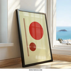 Geometric Wall Art Print, Modern Circle Art, Abstract Minimalist Design, Red Dot Art, Contemporary Home Decor, Simple Wall Decor - Tawshia