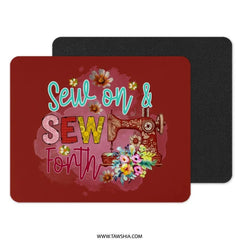 Sewing Mousepad, Sew On and Sew Forth, Antique Sewing Machine Mouse Pad, Quilting Gift, Seamstress Gift, Floral Mousepad, Sewing Lover Gift - Tawshia