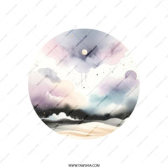 Watercolor Sky Tote Bag, Aesthetic Landscape Print, Cloudy Beach Scene, Minimalist Style, Pastel Colors, Artistic Design, Unique Art Gift - Tawshia