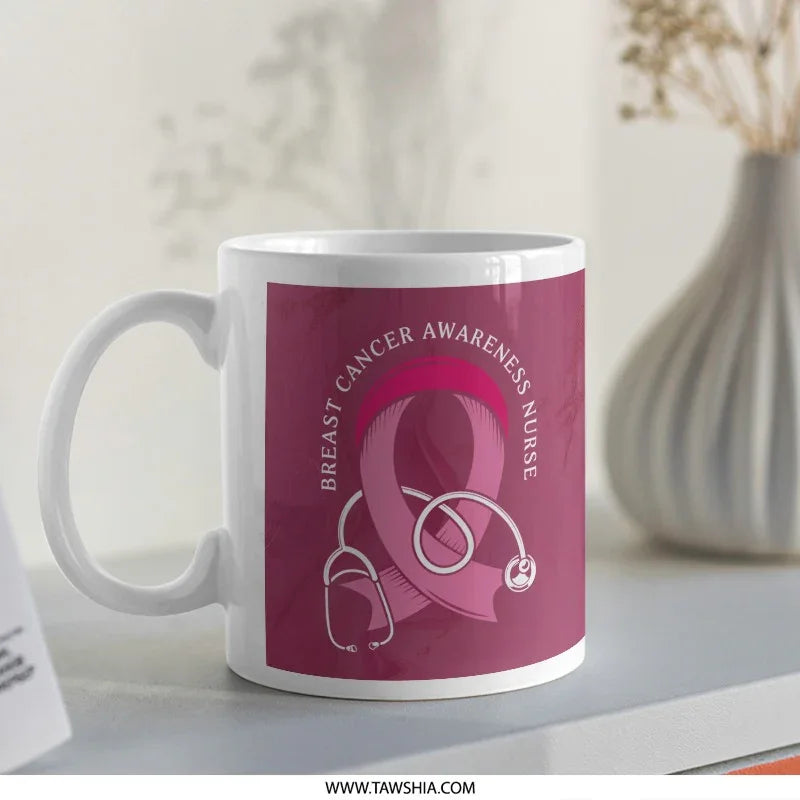 Breast Cancer Awareness Nurse Pink Ribbon Mug product