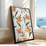 Orange Lily Wall Art Print, Floral Home Decor, Modern Flower Art, Botanical Wall Decor, Elegant Home Decor Wall Art - Tawshia