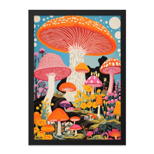 Mushroom Wall Art Print, Psychedelic Decor, Fungi Art, Colorful Mushroom Illustration, Nature Inspired Wall Decor, Groovy Home Decor - Tawshia