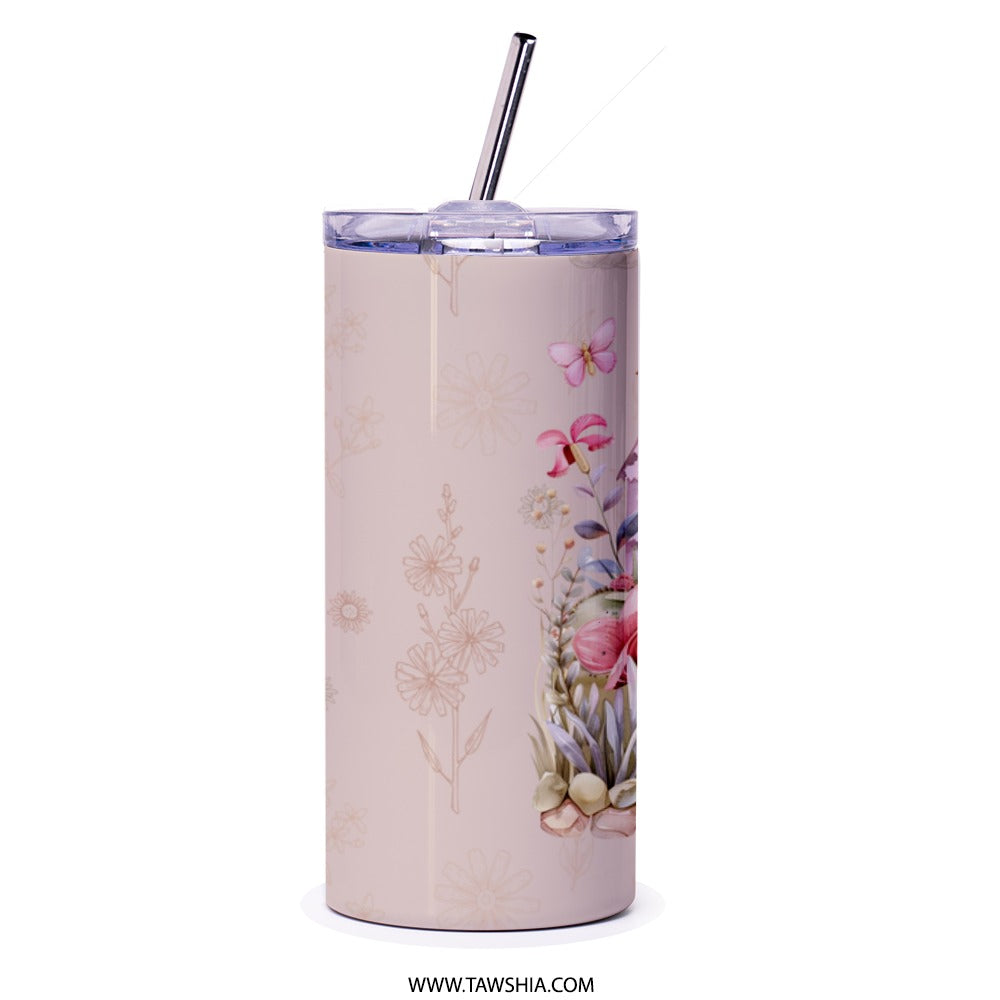 Fairy Castle Tumbler, Watercolor Tumbler, Butterfly Tumbler, Cute Tumbler, Floral Tumbler, Magical Tumbler, Drinkware, Gift Idea - Tawshia