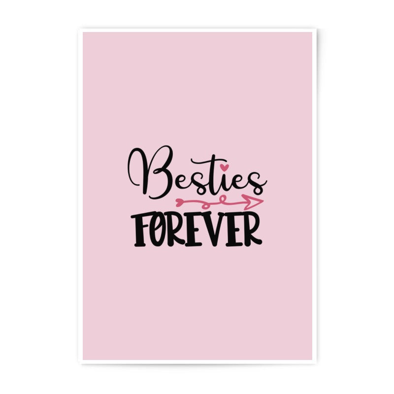 Besties Forever Photographic Prints, Friendship Wall Art, Pink Best Friend Gift, Girl Room Decor, Best Friend Art Print - Tawshia