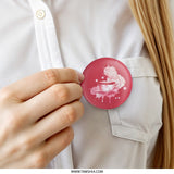 Watercolor Tea Cup Pinback Button, Cute Drink Badge, Unique Tea Lover Gift, Pink Aesthetic Pin, Trendy Accessory, Collectible Button Pin - Tawshia