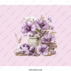 Floral Backpack, Purple Flowers, Vintage Telephone, Unique School Bag, Cute Backpack for Girls, College Backpack, Backpack Gift Idea - Tawshia
