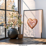 Heart Cookie Wall Art, Valentine Wall Decor, Sweet Love Print, Kitchen Wall Decor, Heart Shape Art, Cute Dessert Art, Framed Wall Art - Tawshia