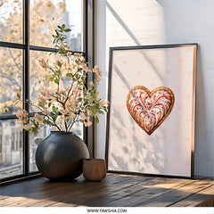 Heart Cookie Wall Art, Valentine Wall Decor, Sweet Love Print, Kitchen Wall Decor, Heart Shape Art, Cute Dessert Art, Framed Wall Art - Tawshia