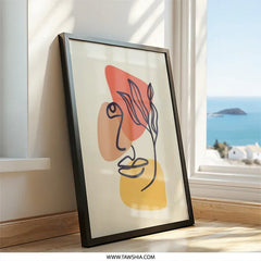 Abstract Face Wall Art, Modern Art Print, Minimalist Line Art, Boho Wall Decor, Contemporary Art Poster, Home Decor Gift, Framed Wall Art - Tawshia
