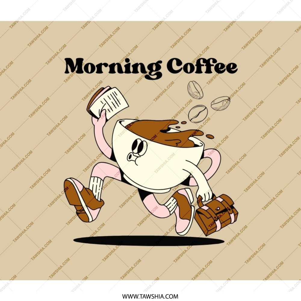 Morning Coffee Character Backpack, Cute Cartoon Coffee, Funny Backpack, Coffee Lover Gift, Unique Backpack, Trendy Bag, School Backpack - Tawshia