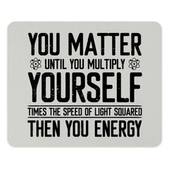 Science Pun Mouse Pad, Funny Physics Quote, Energy Equals MC Squared, Office Desk Decor, Geeky Gift, Math Lover Gift, Unique Mouse Pad - Tawshia