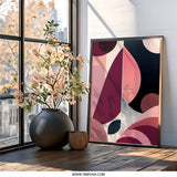 Abstract Shapes Wall Art, Geometric Art Print, Modern Art Decor, Pink and Burgundy Art, Contemporary Wall Decor, Home Art Prints - Tawshia