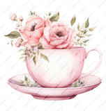 Floral Mug, Tea Cup Design Mug, Watercolor Roses Mug, Flower Lover Gift, Tea Party Mug, Unique Coffee Mug, Pink Floral Mug - Tawshia