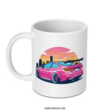 Pink M4 Mug, Retro Car Art, JDM Mug, Automotive Gift, Car Lover Mug, Sunset Mug, Cool Car Mug, Aesthetic Mug, Gift for Him, Pink Car Mug - Tawshia