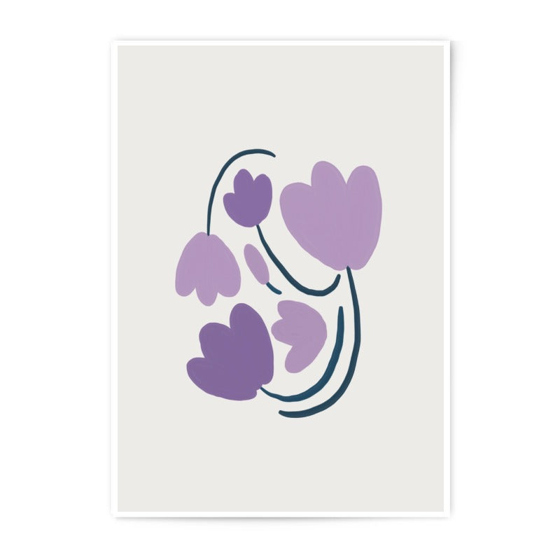 Purple Flower Photographic Print, Floral Wall Art, Botanical Art Print, Modern Flower Illustration, Home Decor, Minimalist Art - Tawshia