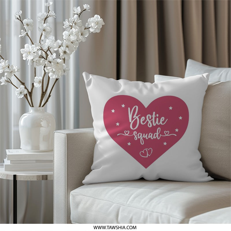 Bestie Squad Pillow, Heart Pillow, Friend Gift, Gift for Best Friend, Friendship Pillow, Best Friend Decor, Cute Pillow, Throw Pillow - Tawshia